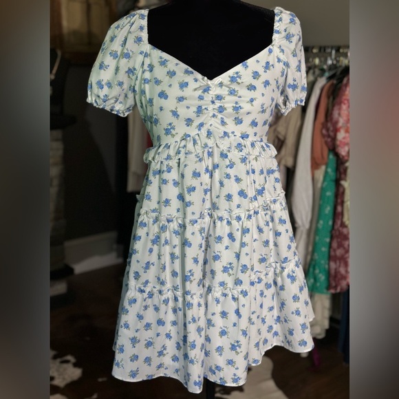 Altar’d State White and Blue Floral Dress - Picture 3 of 5